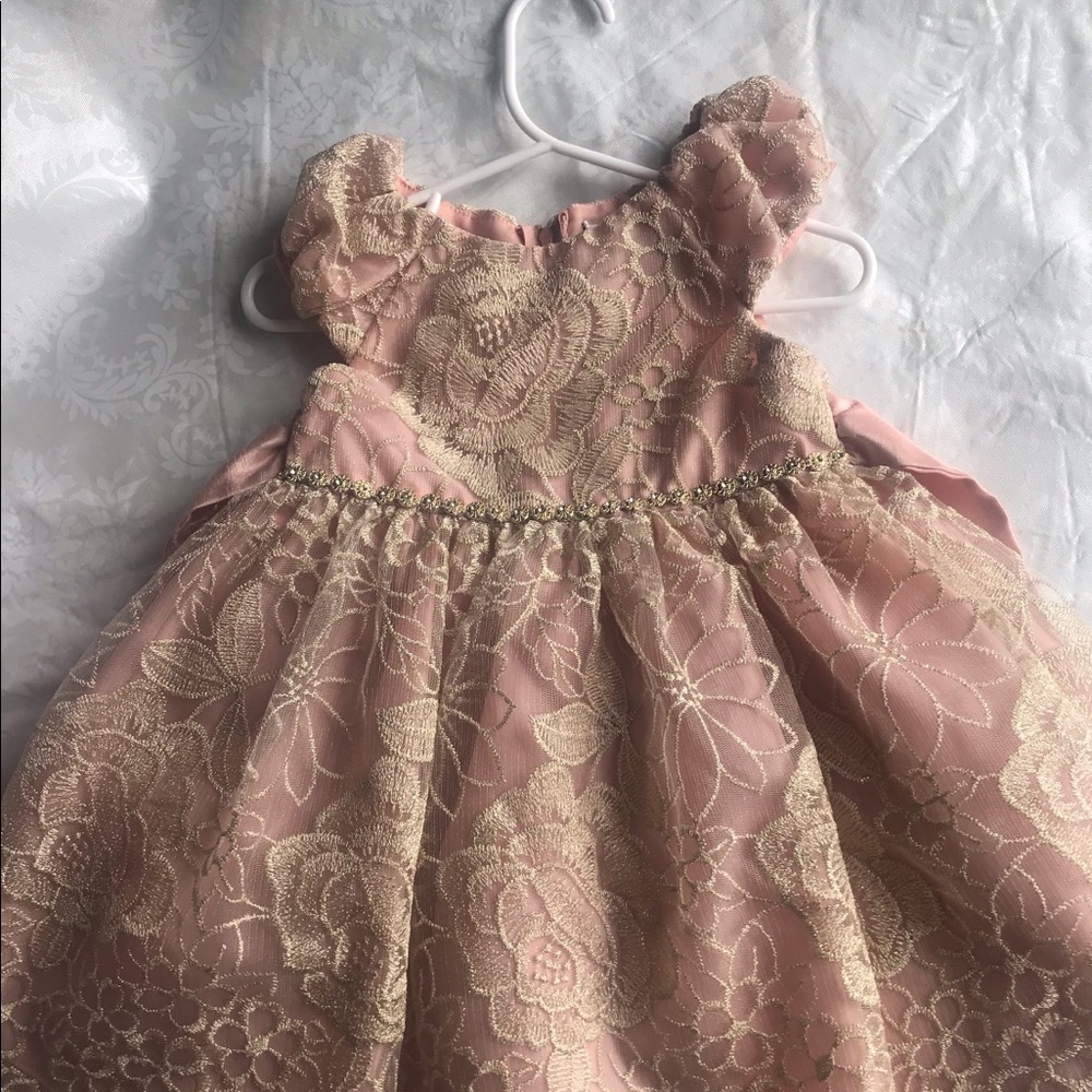 Beautiful Rare Edition formal rose and gold dress,